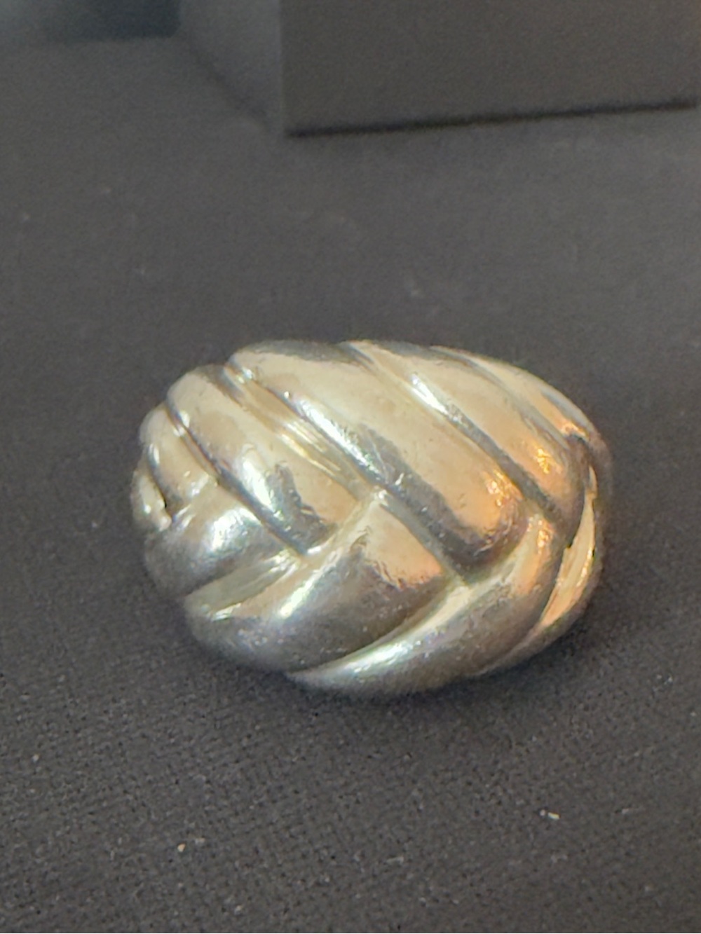 Heavy 925 Sterling Silver Braided Puffed Dome Ring